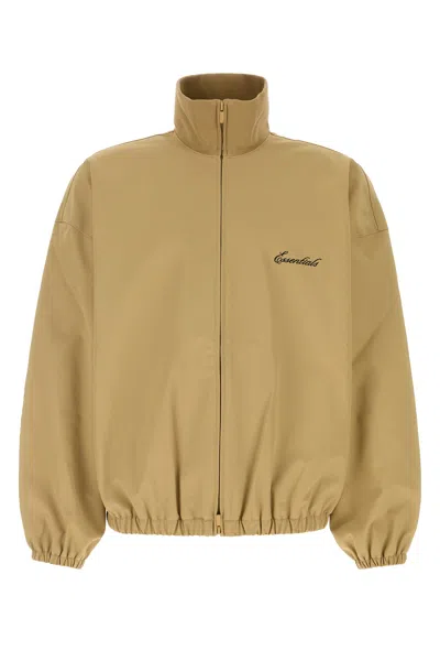 Fear Of God Essential Beige Stretch Nylon Jacket In Brown