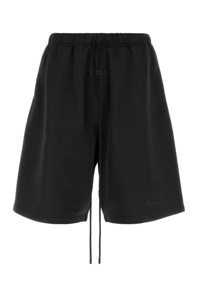 Fear Of God Essential Black Polyester Blend Bermuda Shorts