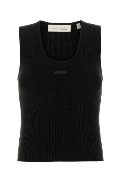Fear Of God Essential Black Polyester Blend Tank Top