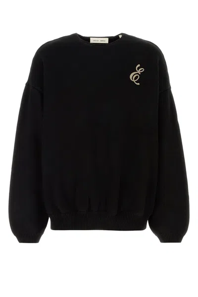Fear Of God Essential Black Stretch Acrylic Blend Sweater In Animal Print