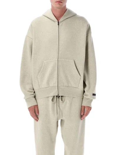 Fear Of God Essential Classic Full-zip Hoodie In Green