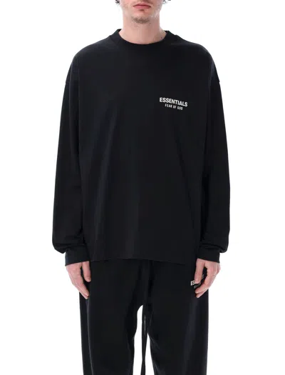 Fear Of God Essential Classic Fit Long Sleeve T-shirt In Jet Black
