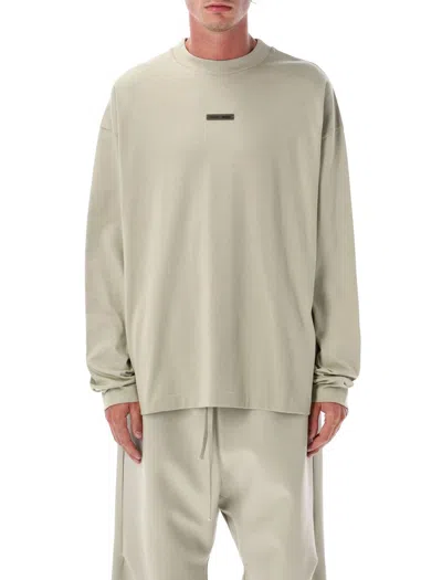 Fear Of God Essential Classic Long Sleeve Tee Abbey Stone In Neutral