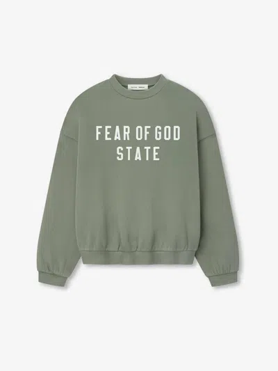 Fear Of God Essential Crewneck Sweatshirt In Green