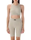 Fear Of God Essential Ribbed Greige Cropped Top In Gray