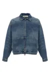 Fear Of God Essential Denim Trucker Puffer Jackets Blue In Blue
