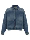 Fear Of God Essential Denim Trucker Puffer Jackets Blue In Blue