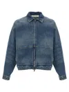 Fear Of God Essential Denim Trucker Puffer Jackets Blue In Blue