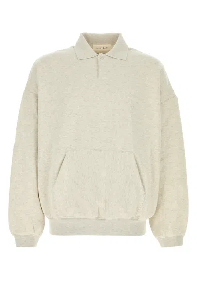 Fear Of God Essential Melange Ivory Cotton Blend Sweatshirt In Neutral