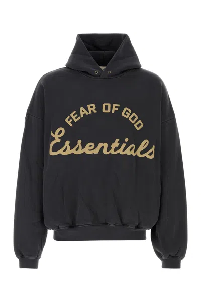 Fear Of God Essential Slate Cotton Oversize Sweatshirt In Black