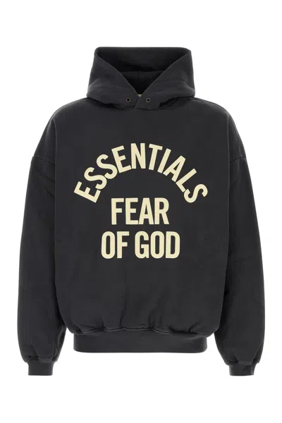 Fear Of God Essential Slate Cotton Oversize Sweatshirt In Black
