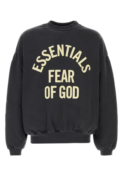 Fear Of God Essential Slate Cotton Oversize Sweatshirt In Black