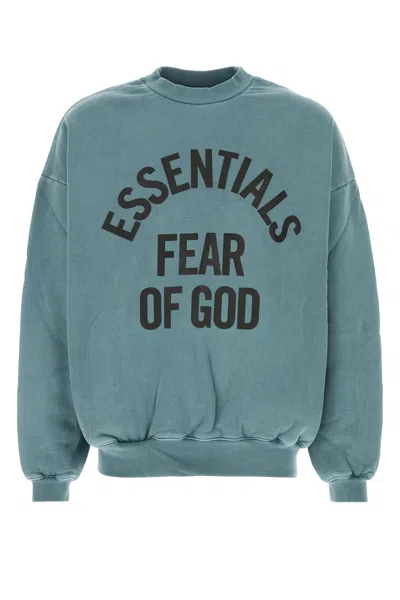 Fear Of God Essential Air Force Blue Cotton Oversize Sweatshirt In Green
