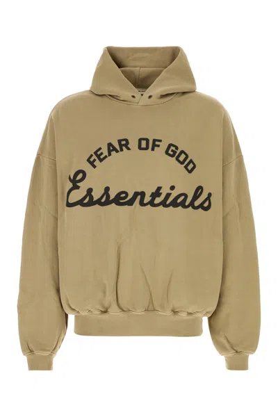 Fear Of God Essential Beige Cotton Oversize Sweatshirt In Brown