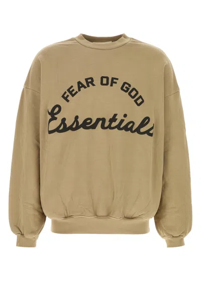 Fear Of God Essential Beige Cotton Oversize Sweatshirt In Neutral