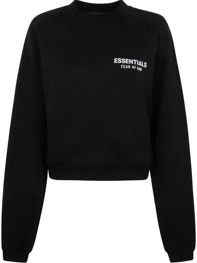 Fear Of God Essential Fleece Cropped Crewneck Clothing In Black