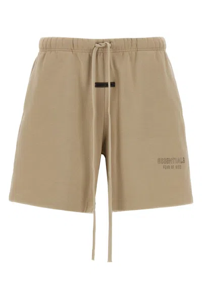 Fear Of God Essential Logo Bermuda Shorts In Neutral