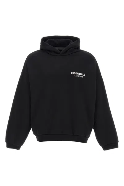 Fear Of God Essential Logo Hoodie In Black