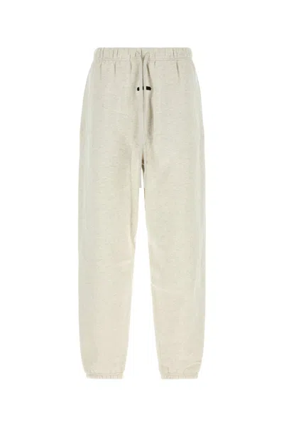 Fear Of God Essential Melange Light Grey Cotton Blend Joggers In White
