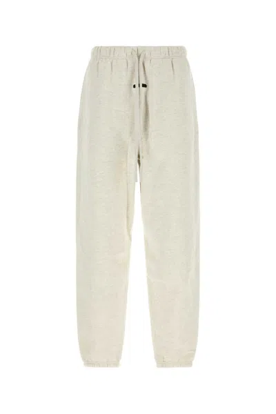 Fear Of God Essential Melange Light Grey Cotton Blend Joggers In Neutral