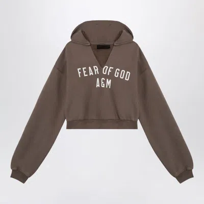 Fear Of God Essential S Military Cropped Sweatshirt With Logo In Green