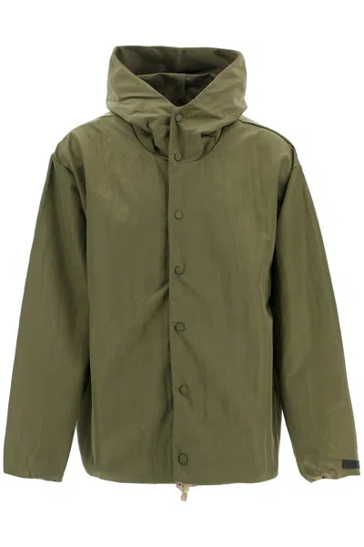 Fear Of God Essential Nylon Jacket With Logo Patch In Green