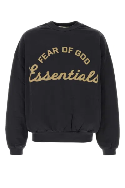 Fear Of God Essential Oversize Slate Cotton Sweatshirt In Black