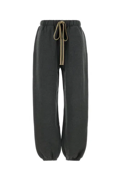 Fear Of God Essential Charcoal Cotton Blend Joggers In Black