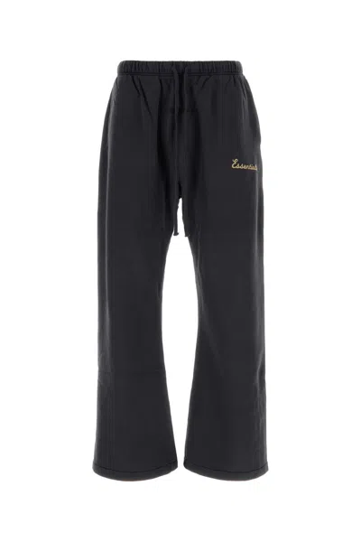 Fear Of God Essential Slate Cotton Joggers In Black