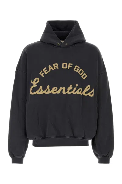 Fear Of God Essential Slate Cotton Oversize Sweatshirt In Black