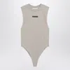 Fear Of God Essential Sleeveless Greige Cotton-blend Bodysuit In Gray