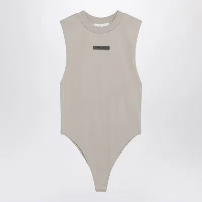 Fear Of God Essential Sleeveless Greige Cotton-blend Bodysuit In Gray