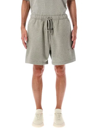 Fear Of God Essential Soccer Fleece Sweatshort Concrete Heater In Gray