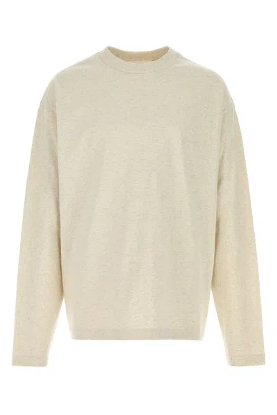 Fear Of God Essential Melange Ivory Cotton T-shirt In Neutral