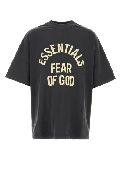 Fear Of God Essential Slate Cotton Oversize T-shirt In Black