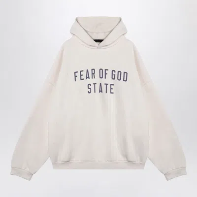 Fear Of God Essential White Hoodie With Logo In Neutral