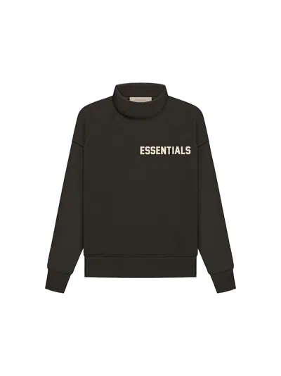 Pre-owned Fear Of God Essentialong Sleeve Kid's Long Sleeve Mockneck In Off Black
