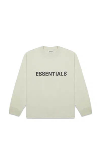 Pre-owned Fear Of God Essentials 3d Silicon Applique Boxy Long Sleeve T-shirt In Alfalfa Sage