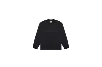 Pre-owned Fear Of God Essentials 3d Silicon Applique Boxy Long Sleeve T-shirt In Dark Slate/stretch Limo/black