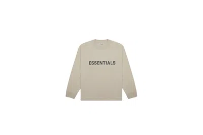 Pre-owned Fear Of God Essentials 3d Silicon Applique Boxy Long Sleeve T-shirt In String