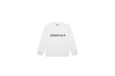 Pre-owned Fear Of God Essentials 3d Silicon Applique Boxy Long Sleeve T-shirt In White