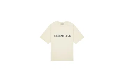 Pre-owned Fear Of God Essentials 3d Silicon Applique Boxy T-shirt In Buttercream