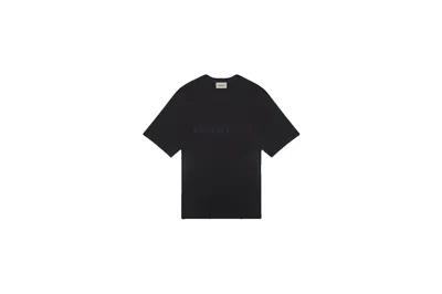 Pre-owned Fear Of God Essentials 3d Silicon Applique Boxy T-shirt In Dark Slate/stretch Limo/black