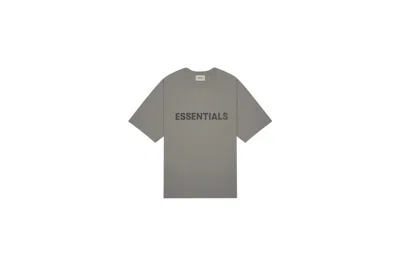 Pre-owned Fear Of God Essentials 3d Silicon Applique Boxy T-shirt In Gray Flannel/charcoal