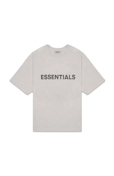 Pre-owned Fear Of God Essentials 3d Silicon Applique Boxy T-shirt In Heather Oatmeal