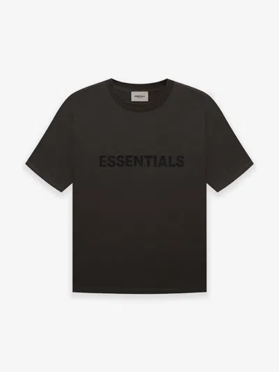 Pre-owned Fear Of God Essentials 3d Silicon Applique Boxy Tshirtin Weathered Black/washed Black