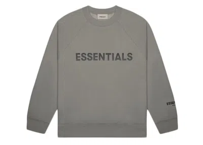 Pre-owned Fear Of God Essentials 3d Silicon Applique Crewneck Sweatshirt In Gray Flannel/charcoal