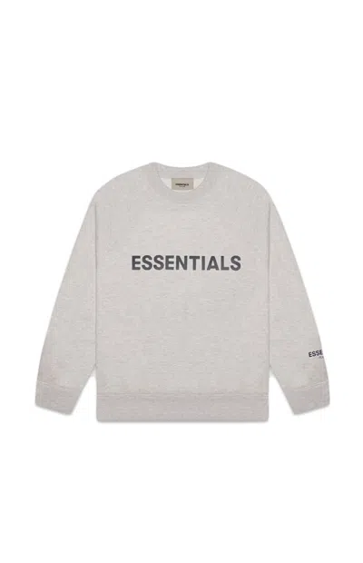 Pre-owned Fear Of God Essentials 3d Silicon Applique Crewneck Sweatshirt In Heather Oatmeal