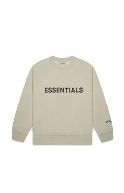 Pre-owned Fear Of God Essentials 3d Silicon Applique Crewneck Sweatshirt In Moss