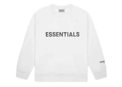 Pre-owned Fear Of God Essentials 3d Silicon Applique Crewneck Sweatshirt In White